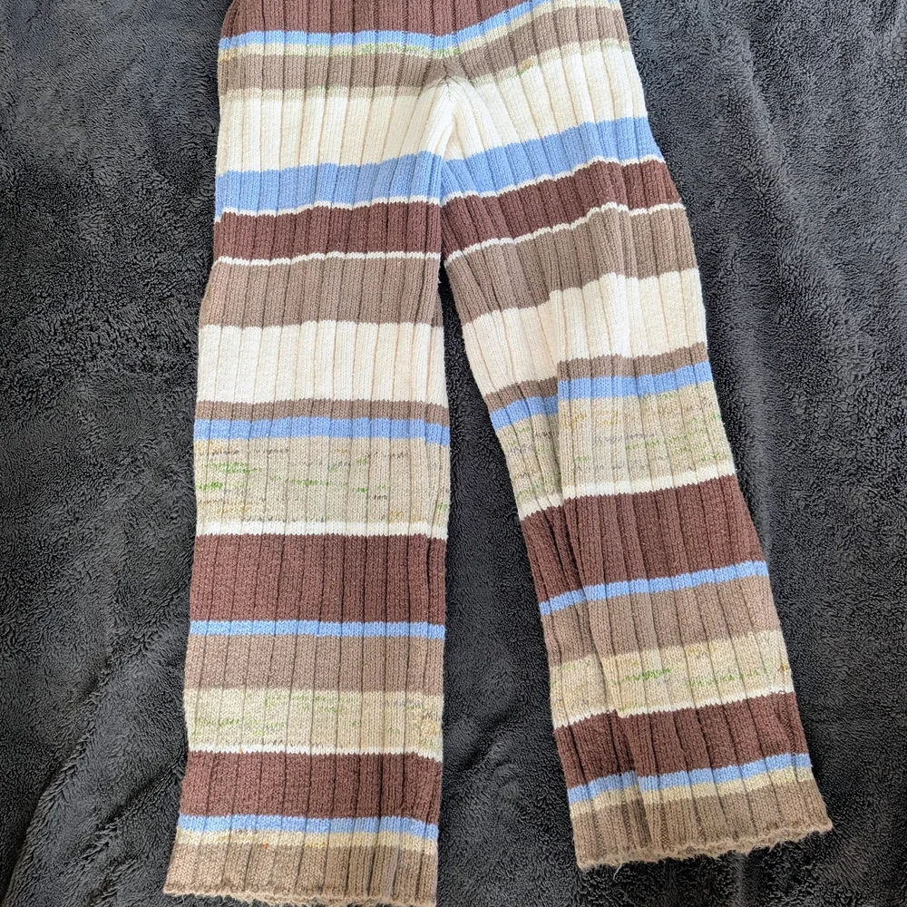 Free People Striped Knit Wide-Leg Pants in Brown, Blue, Cream - Picture 3 of 6